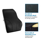 Mount-It! Coussin de soutien lombaire, Collection Ergo, soutien dorsal complet pour chaise de bureau et chaise gaming, remplissage en mousse à mémoire de forme, soulage les douleurs dorsales, améliore la posture