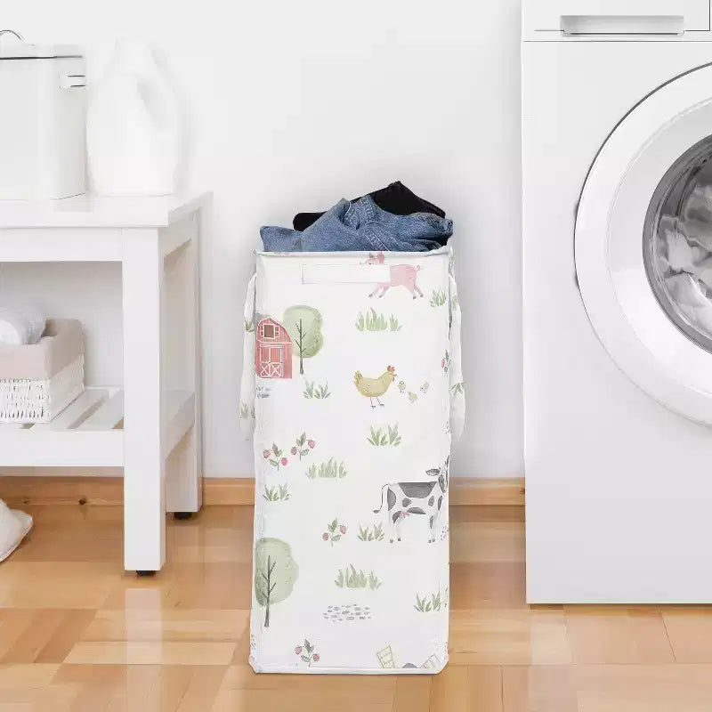 Sweet Jojo Designs Panier à linge pliable unisexe avec poignées Motif animaux de la ferme multicolore