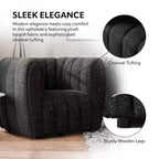 HOMES: Inside + Out Fauteuil d'appoint Rainmist Glam en tissu bouclé à capitonnage en lignes