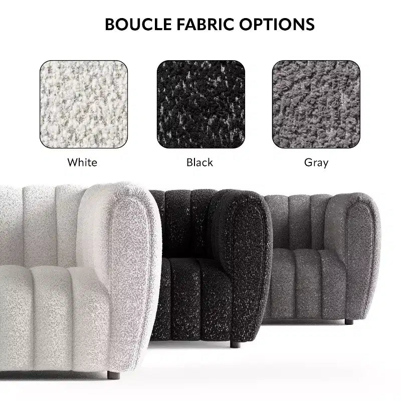 HOMES: Inside + Out Fauteuil d'appoint Rainmist Glam en tissu bouclé à capitonnage en lignes