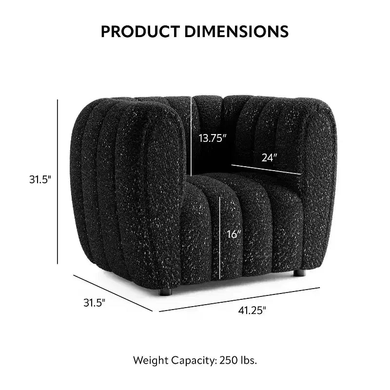 HOMES: Inside + Out Fauteuil d'appoint Rainmist Glam en tissu bouclé à capitonnage en lignes