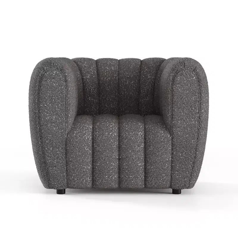 HOMES: Inside + Out Fauteuil d'appoint Rainmist Glam en tissu bouclé à capitonnage en lignes