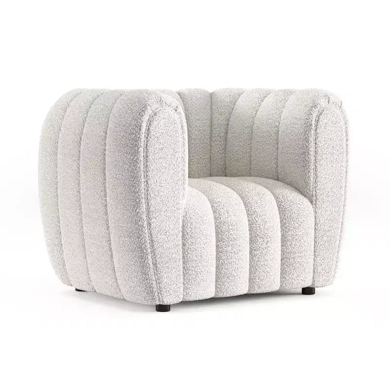 HOMES: Inside + Out Fauteuil d'appoint Rainmist Glam en tissu bouclé à capitonnage en lignes