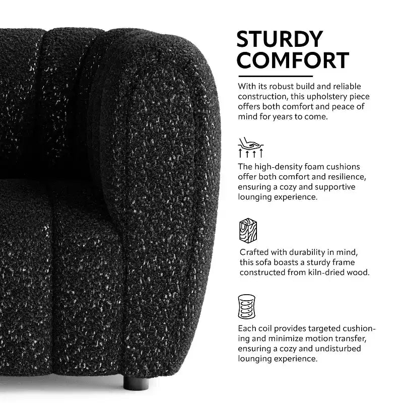 HOMES: Inside + Out Fauteuil d'appoint Rainmist Glam en tissu bouclé à capitonnage en lignes