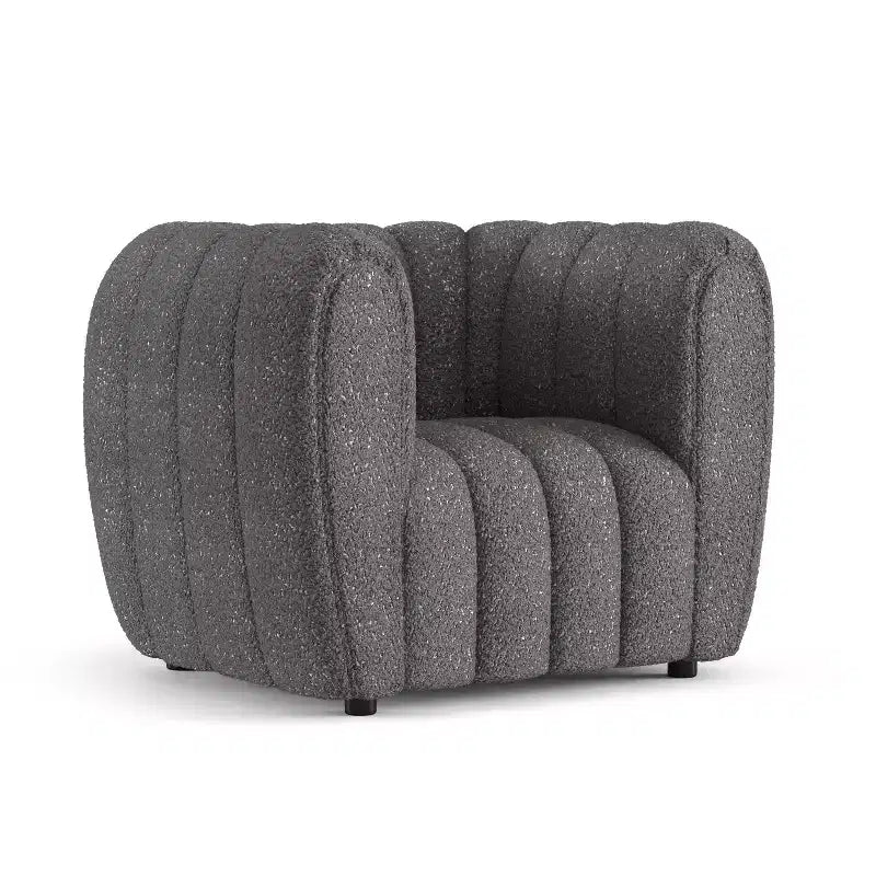 HOMES: Inside + Out Fauteuil d'appoint Rainmist Glam en tissu bouclé à capitonnage en lignes