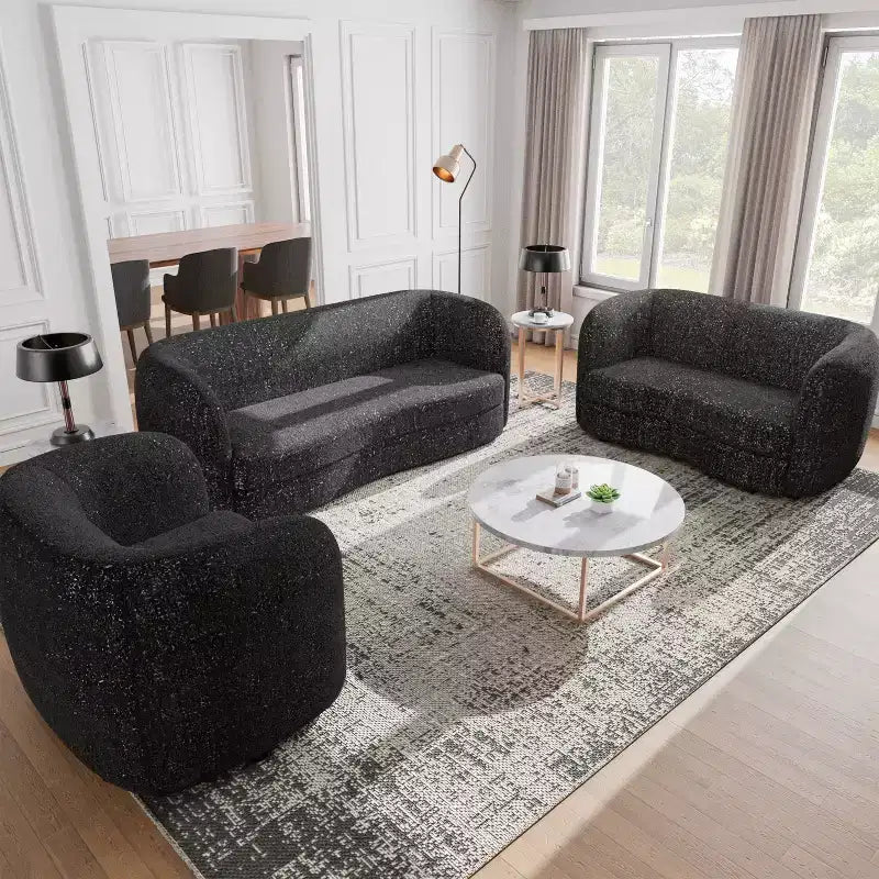 HOMES: Inside + Out Fauteuil d'appoint crapaud Pinehush Boho en tissu bouclé