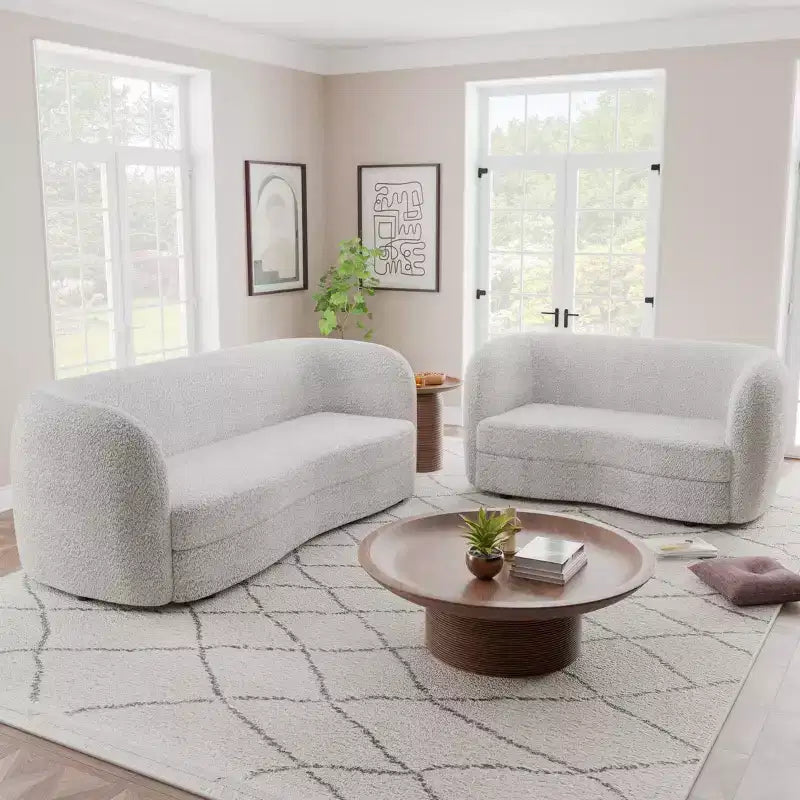 HOMES: Inside + Out Fauteuil d'appoint crapaud Pinehush Boho en tissu bouclé