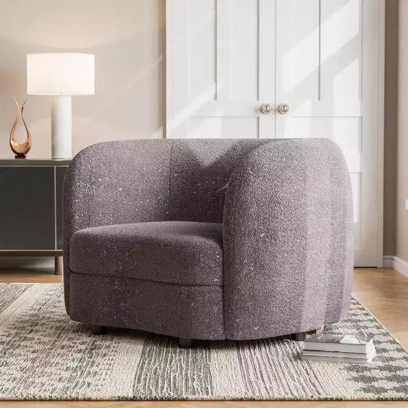 HOMES: Inside + Out Fauteuil d'appoint crapaud Pinehush Boho en tissu bouclé