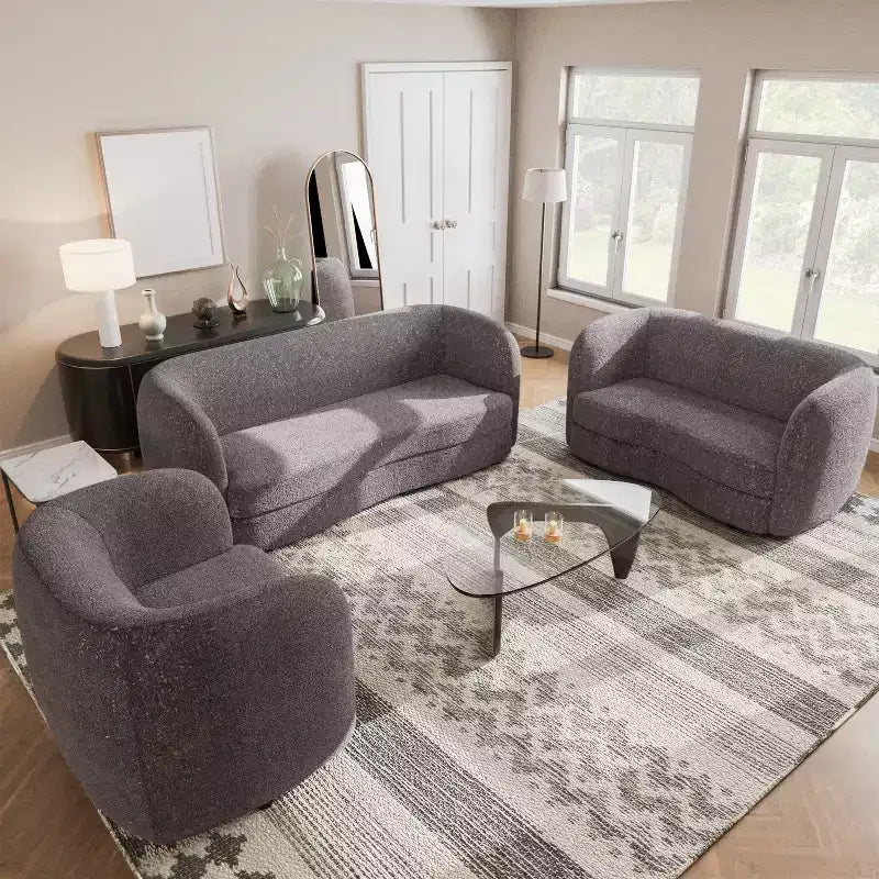 HOMES: Inside + Out Fauteuil d'appoint crapaud Pinehush Boho en tissu bouclé
