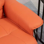 HOMCOM Fauteuil relax manuel en similicuir, inclinable, pivotant, avec repose-pieds, accoudoirs et base en bois enveloppante pour salon, Orange