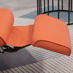 HOMCOM Fauteuil relax manuel en similicuir, inclinable, pivotant, avec repose-pieds, accoudoirs et base en bois enveloppante pour salon, Orange
