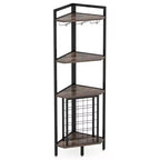 Tribesigns Corner Home Bar Racks, 4-Tier Liquor Shelf with Glass Holder