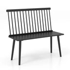 Banc d'entrée Costway pour 2, banc de salle à manger Windsor en bois d'hévéa avec dossier à barreaux, noir/naturel