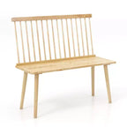 Banc d'entrée Costway pour 2, banc de salle à manger Windsor en bois d'hévéa avec dossier à barreaux, noir/naturel