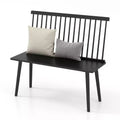 Costway Entryway Bench for 2 Windsor Rubber Wood Dining Bench with Spindle Back Black/Natural