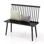 Costway Entryway Bench for 2 Windsor Rubber Wood Dining Bench with Spindle Back Black/Natural