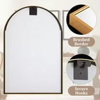 Dovelina 36H x 24W Miroir de courtoisie moderne arqué, cadre en métal, miroir mural de salle de bain décoratif, miroir penché