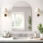 Dovelina 36H x 24W Miroir de courtoisie moderne arqué, cadre en métal, miroir mural de salle de bain décoratif, miroir penché