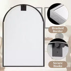 Dovelina 36H x 24W Miroir de courtoisie moderne arqué, cadre en métal, miroir mural de salle de bain décoratif, miroir penché