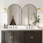 Dovelina 36H x 24W Miroir de courtoisie moderne arqué, cadre en métal, miroir mural de salle de bain décoratif, miroir penché