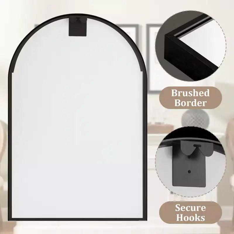 Dovelina 36H x 24W Miroir de courtoisie moderne arqué, cadre en métal, miroir mural de salle de bain décoratif, miroir penché