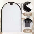 Dovelina 36H x 24W Miroir de courtoisie moderne arqué, cadre en métal, miroir mural de salle de bain décoratif, miroir penché