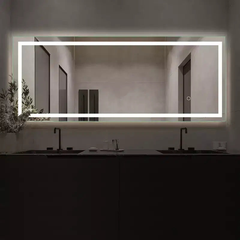 Dovelina Miroir sur pied rectangulaire pleine longueur à LED - 160x40cm, Argent