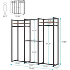 Portant à vêtements Lantine, Organisateur de placard autoportant avec étagères et tringle à suspendre, Grand portant à vêtements en métal pour couloir, chambre à coucher