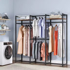 Portant à vêtements Lantine, Organisateur de placard autoportant avec étagères et tringle à suspendre, Grand portant à vêtements en métal pour couloir, chambre à coucher