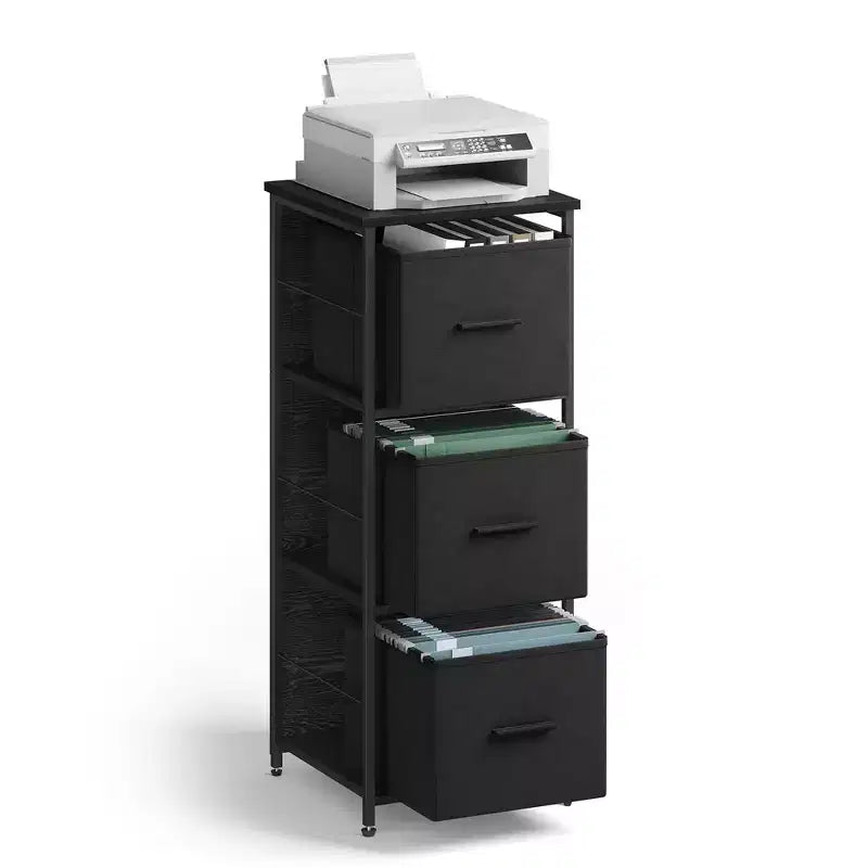 VASAGLE Meuble de classement avec 3 tiroirs, support d'imprimante, étagère de rangement cubique, pour dossiers A4, au format lettre, dossiers suspendus, boîte de rangement de dossiers