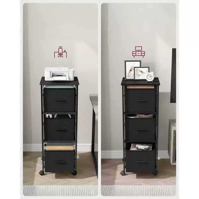 VASAGLE Meuble de classement avec 3 tiroirs, support d'imprimante, étagère de rangement cubique, pour dossiers A4, au format lettre, dossiers suspendus, boîte de rangement de dossiers
