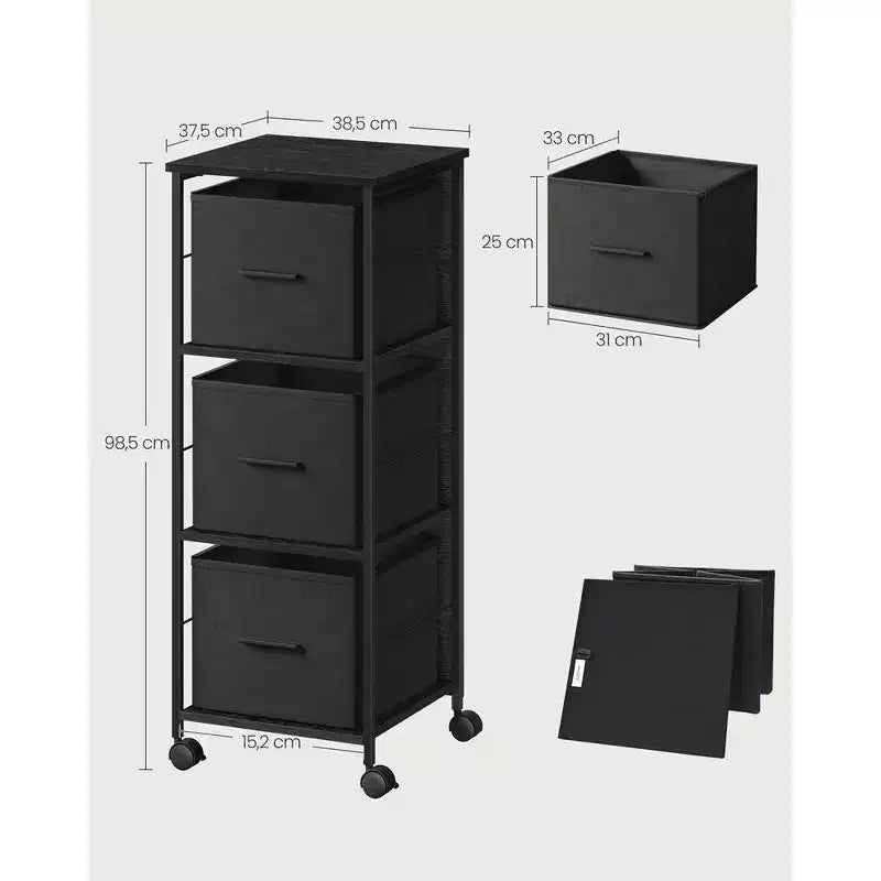 VASAGLE Meuble de classement avec 3 tiroirs, support d'imprimante, étagère de rangement cubique, pour dossiers A4, au format lettre, dossiers suspendus, boîte de rangement de dossiers