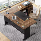 Tribesigns Bureau d'angle, bureau de direction de 160 cm avec classeur
