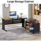 Tribesigns Bureau d'angle, bureau de direction de 160 cm avec classeur