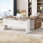 Tribesigns Bureau d'angle, bureau de direction de 160 cm avec classeur