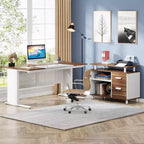 Tribesigns Bureau d'angle, bureau de direction de 160 cm avec classeur
