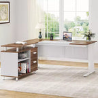 Tribesigns Bureau d'angle, bureau de direction de 160 cm avec classeur