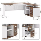 Tribesigns Bureau d'angle, bureau de direction de 160 cm avec classeur