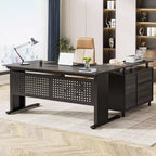 Tribesigns Bureau d'angle, bureau de direction de 160 cm avec classeur