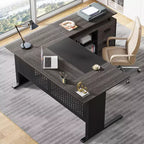 Tribesigns Bureau d'angle, bureau de direction de 160 cm avec classeur