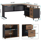 Tribesigns Bureau d'angle, bureau de direction de 160 cm avec classeur