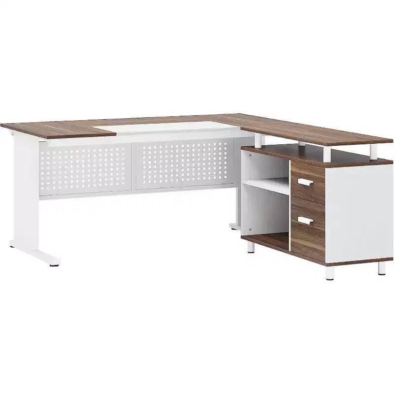 Tribesigns Bureau d'angle, bureau de direction de 160 cm avec classeur