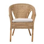 Chaise de salle à manger bali & pari Abbey en rotin ancien marron naturel, style bohème moderne