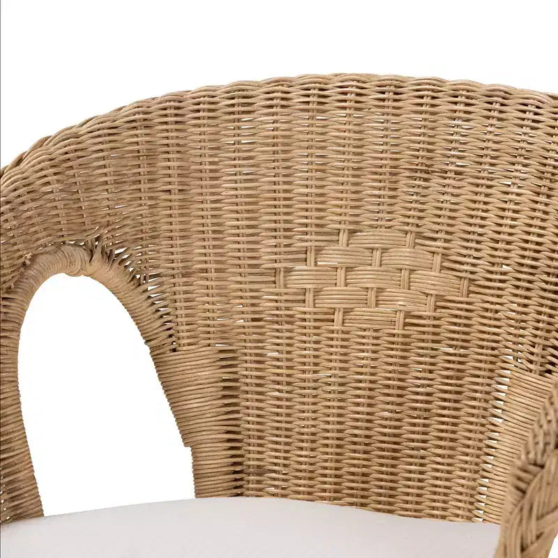 Chaise de salle à manger bali & pari Abbey en rotin ancien marron naturel, style bohème moderne