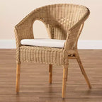 Chaise de salle à manger bali & pari Abbey en rotin ancien marron naturel, style bohème moderne