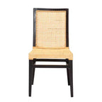 Chaise de salle à manger bohème moderne Lingga de bali & pari, en acajou brun foncé et rotin naturel
