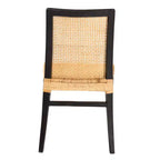 Chaise de salle à manger bohème moderne Lingga de bali & pari, en acajou brun foncé et rotin naturel