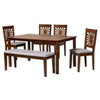 Ensemble de salle à manger moderne Baxton Studio Olympia en tissu et bois