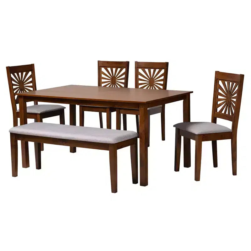 Ensemble de salle à manger moderne Baxton Studio Olympia en tissu et bois