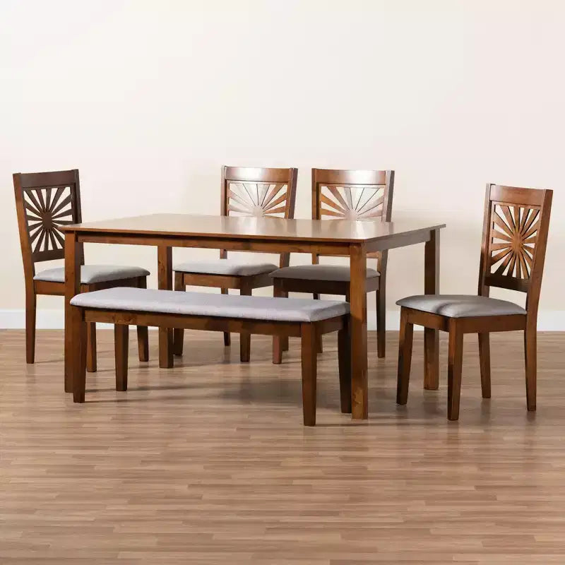 Ensemble de salle à manger moderne Baxton Studio Olympia en tissu et bois
